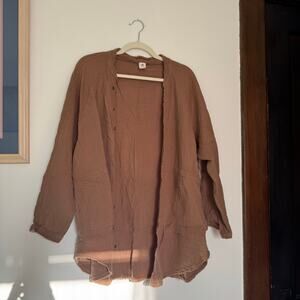 100% Cotton Brown Long Sleeve Button Down by Flawless